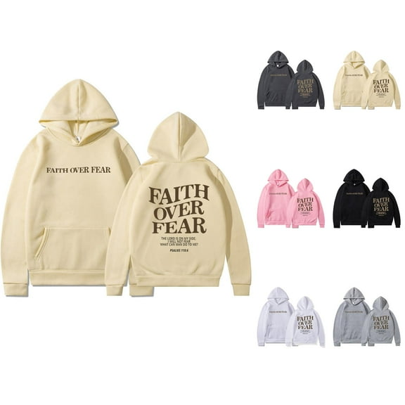 Faith Over Fear Hoodie for Women Graphic Christian Hoodies with Pockets Hooded Sweatshirt Hoodie Women Pullover