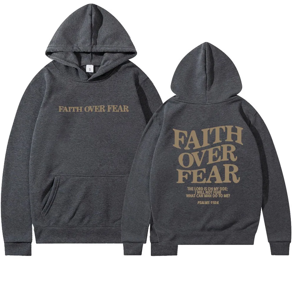Faith Over Fear Hoodie for Women Men Christian Faith Religious Letter Hooded Sweatshirt Casual Loose Pullover Top Walmart
