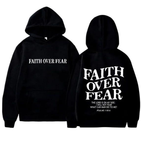 Faith Over Fear Hoodies for Men Religious Hoody Sweatshirt Graphic Hoodies Pullover
