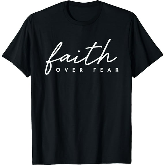 Faith Over Fear Jesus Christian God Faith Cross Lion Gift T-Shirt Black 4X-Large