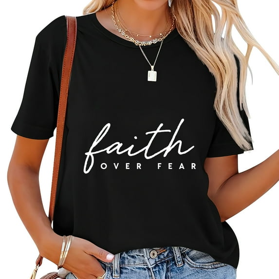 Faith Over Fear Jesus Christian God Faith Cross Lion Gift T Shirt