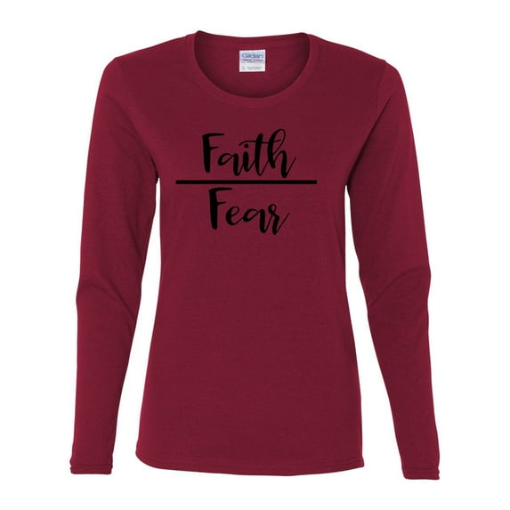 Faith Over Fear Ladies Long Sleeve T-shirt-Garnet-small