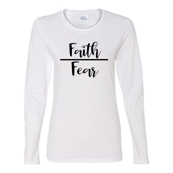 Faith Over Fear Ladies Long Sleeve T-shirt-White-medium