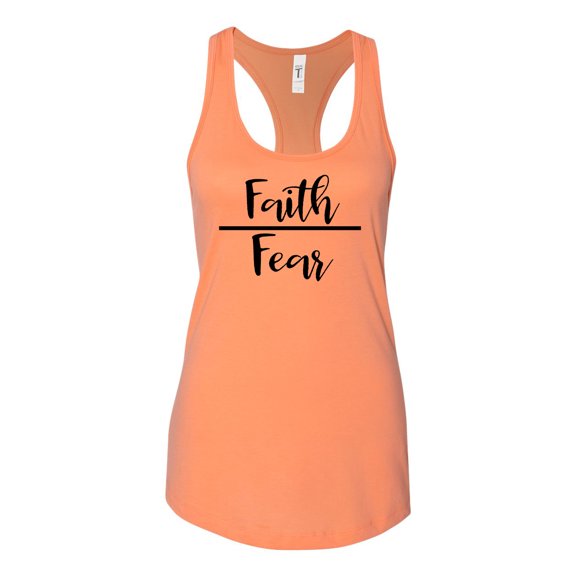Faith Over Fear Ladies Racerback Tank Top-Light Orange-large
