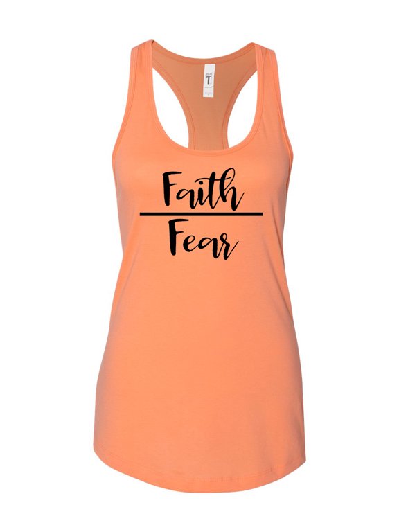 Faith Over Fear Ladies Racerback Tank Top-Light Orange-large