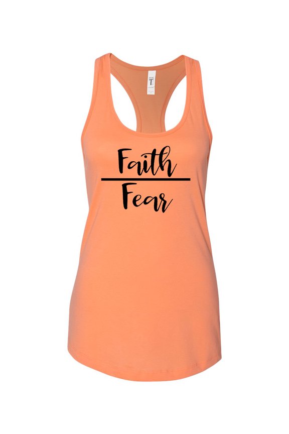 Faith Over Fear Ladies Racerback Tank Top-Light Orange-large