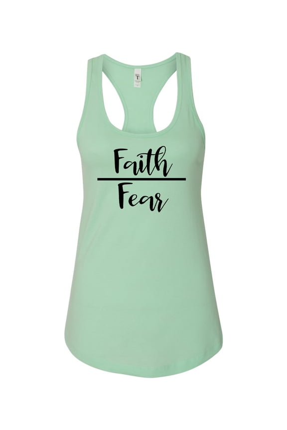 Faith Over Fear Ladies Racerback Tank Top-Mint-xxl