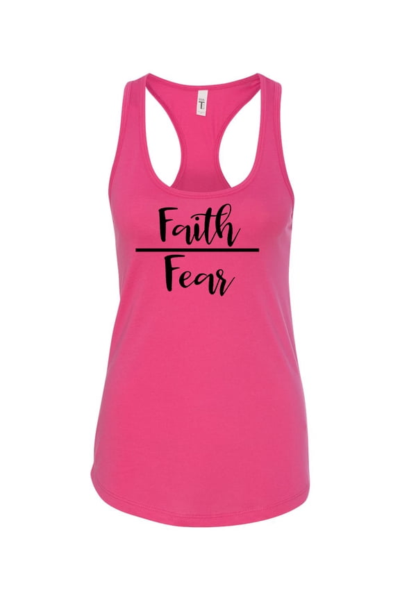 Faith Over Fear Ladies Racerback Tank Top-Raspberry-large