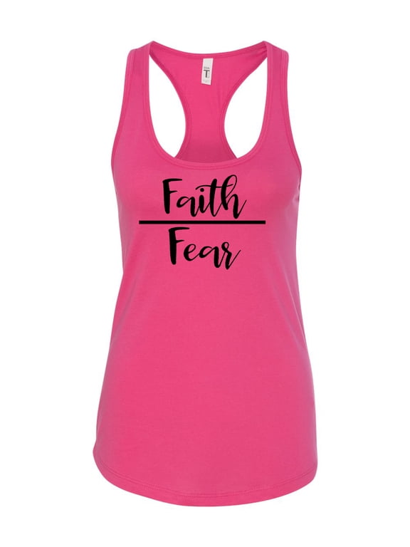 Faith Over Fear Ladies Racerback Tank Top-Raspberry-xl