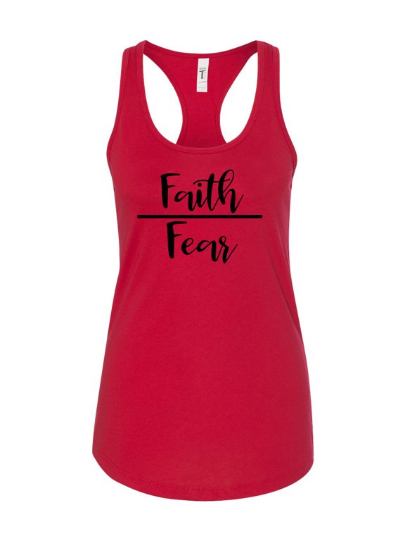 Faith Over Fear Ladies Racerback Tank Top-Red-small