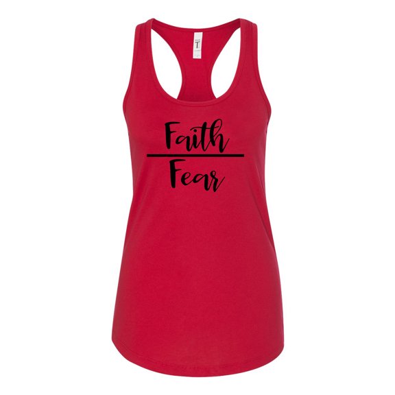Faith Over Fear Ladies Racerback Tank Top-Red-xxl