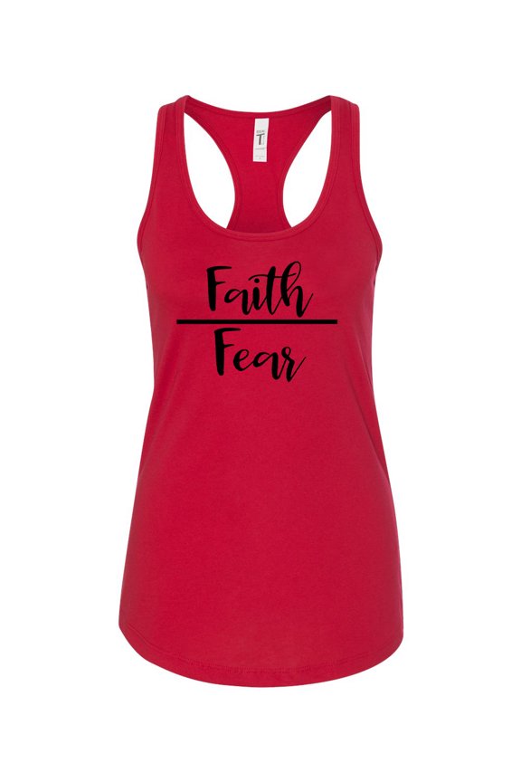Faith Over Fear Ladies Racerback Tank Top-Red-xxl