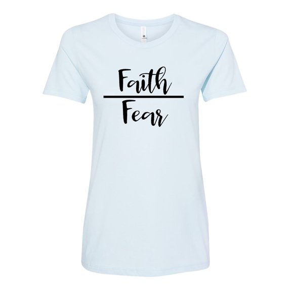 Faith Over Fear Ladies Short Sleeve T-shirt-Light Blue-xxl