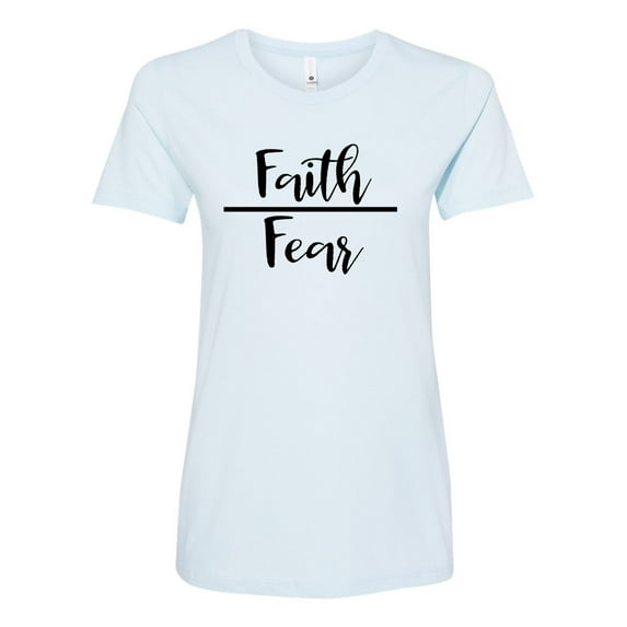 Faith Over Fear Ladies Short Sleeve T-shirt-Light Blue-xxxl