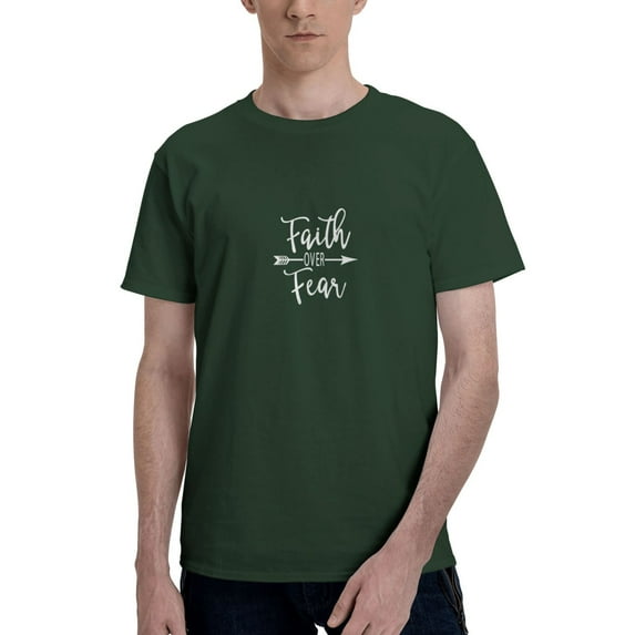 Faith Over Fear Men'S Basic Short Sleeve T-Shirt Dark Green 4x-Large