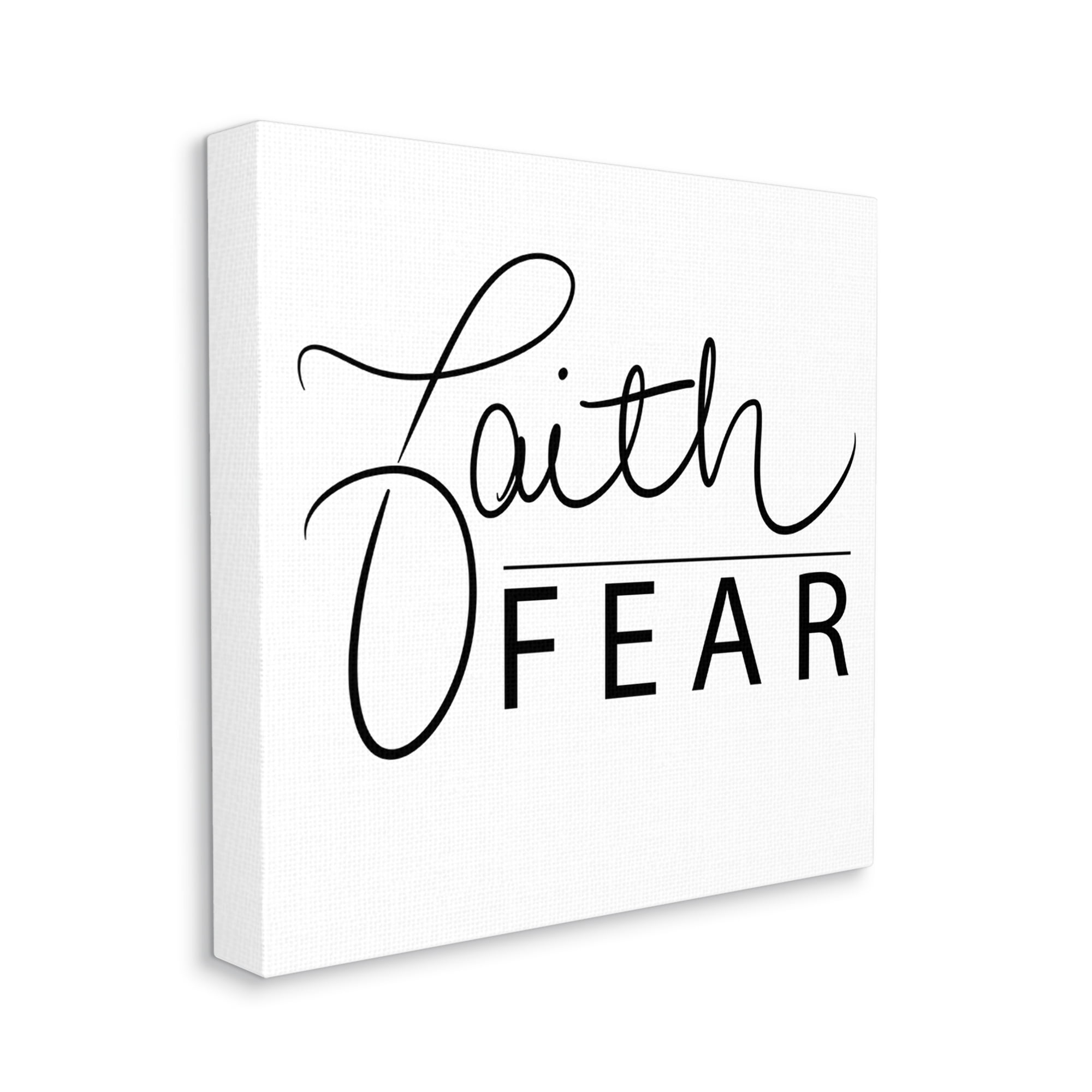 Faith Over Fear Black and White Canvas Wall Art, 17" x 17"