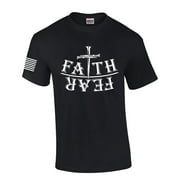 Faith Over Fear Nail Cross Mens Christian Short Sleeve T-Shirt Graphic Tee-Black-small