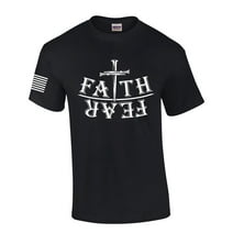 Mens Christian Bible Verse Faith Over Fear Crew Neck T Shirt White ...