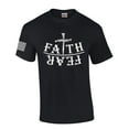 thumbnail image 1 of Faith Over Fear Nail Cross Mens Christian Short Sleeve T-Shirt Graphic Tee-Black-xl, 1 of 3