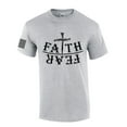 thumbnail image 1 of Faith Over Fear Nail Cross Mens Christian Short Sleeve T-Shirt Graphic Tee-Sports Grey-small, 1 of 3