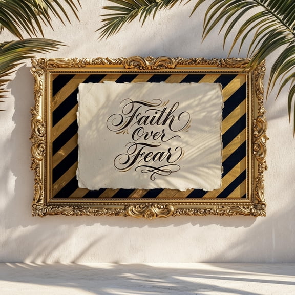 Faith Over Fear Print Christian Wall Art Religious Quote Prayer Spiritual Encouragement