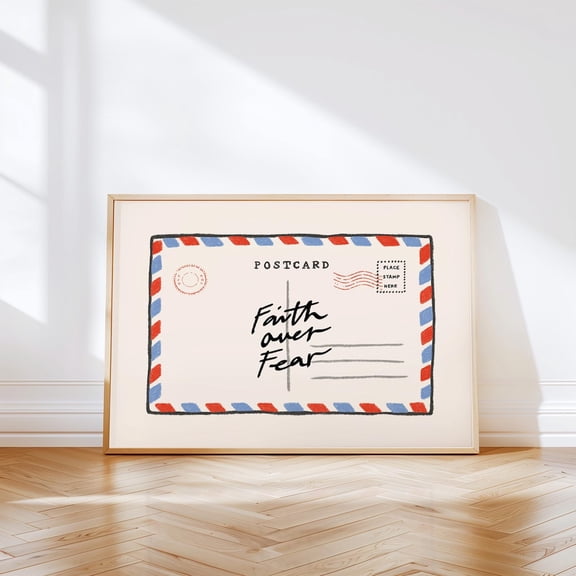 Faith Over Fear Print Retro Postcard Poster Minimalist