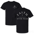 thumbnail image 1 of Faith Over Fear Print Tshirt Black Graphic Tees Shirts S-5XL Christian Bible Verse Tops, 1 of 4