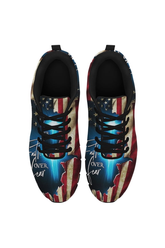 Faith Over Fear Running Shoes Sneakers Mesh Black Size 5