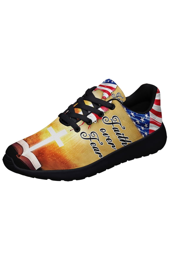 Faith Over Fear Shoes Sneakers for Women Men Black Size 3.5