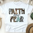 thumbnail image 1 of Faith Over Fear T-Shirt | Mixed Print Inspirational Christian Tee, White, Size S, 1 of 6