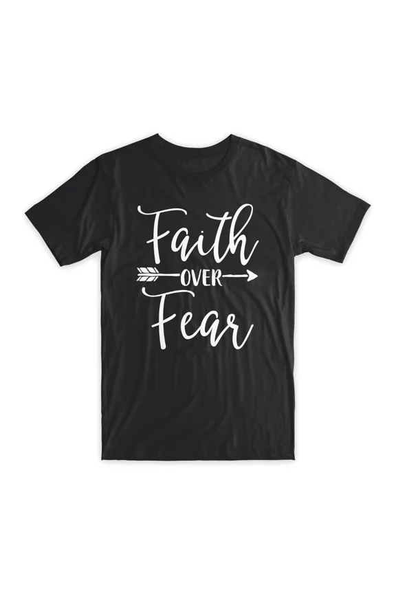 Faith Over Fear T-Shirt Premium Soft Cotton Crew Neck Funny Tee Novelty Gift NEW