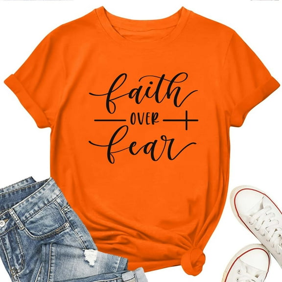 Faith Over Fear T-Shirt for Women – Christian Inspirational Graphic Tee, Faith-Based Bible Verse Religious Top