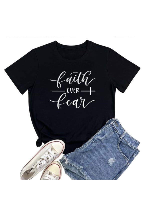 Faith Over Fear T-Shirt for Women ā Christian Inspirational Graphic Tee, Faith-Based Bible Verse Religious Top