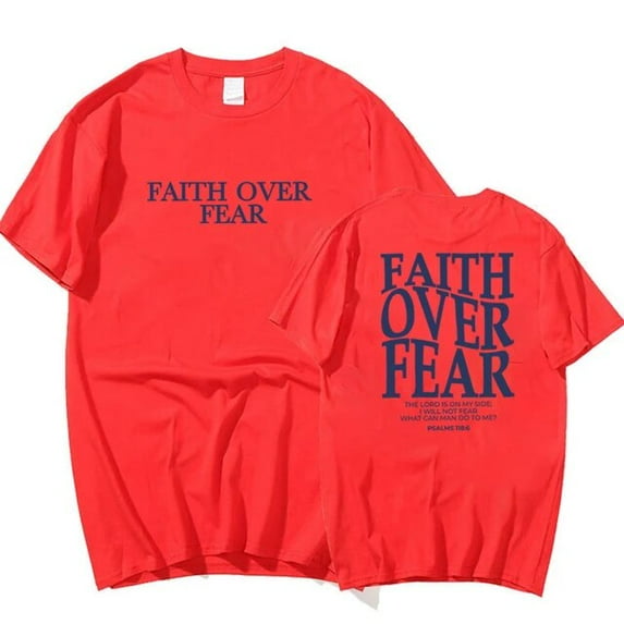 Faith Over Fear T-shirt Christian Shirt Vintage Bible Verse Tees Religious Faith Tshirt Unisex Tops