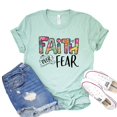 thumbnail image 1 of Faith Over Fear T-shirt Religious Tee Christian Shirt Women's Cross Tshirt Inspirational Shirts Motivational Gift, 1 of 3