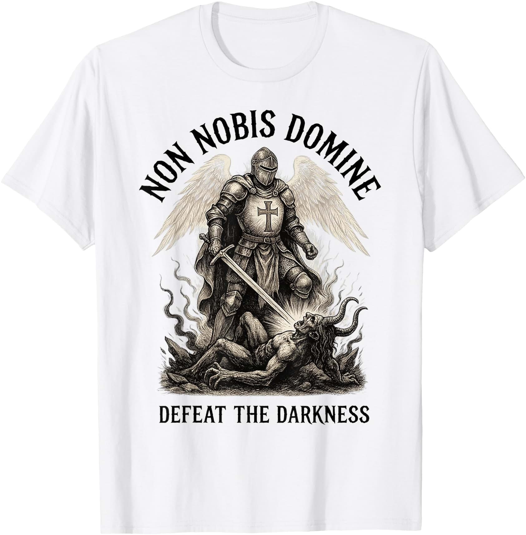 Faith Over Fear Templar Knight Sword Defeat Darkness Armor T-Shirt ...