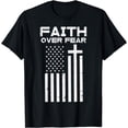 thumbnail image 1 of Faith Over Fear US Flag Cross Jesus Christian Men Women Kids T-Shirt, 1 of 4