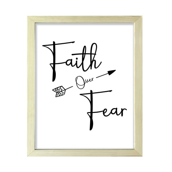 Faith Over Fear, Watercolor 5 x 7 White FRAMED Inspirational Print Wall Art