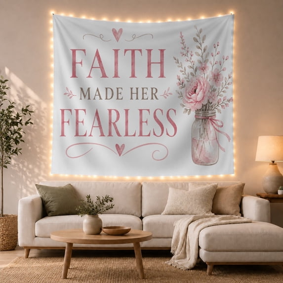 Faith Pale Prominently with Appears Capital Letters Heart, Mystical Fantasy for Space Lovers, Galaxy Room Decor, Valentine'S Day Gift, Tapestry Wall Hanging for Bedroom and Dorm