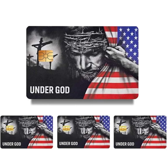 Faith & Patriot Card Sticker Set, 3Pcs Inspirational Credit Card Skin Sticker Cover Decal with Cross & Scripture Designs, Christian Gift for Men and Women (B)