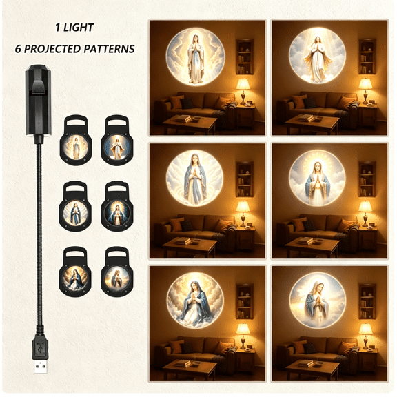 Faith & Peace Projection Light – 6 Sacred Images in 1, Portable Swap‑Disc Projection Lamp, Thoughtful Religious Present for Housewarming, Birthday and Faith‑Focused Occasions