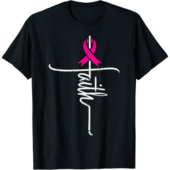 Faith Pink Ribbon Breast Cancer Awareness Fight Support Gift T-Shirt