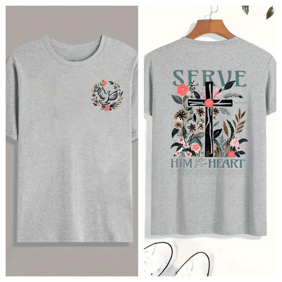 Faith Purpose Tee Christian T-Shirt Soft Short Sleeve Round Neck Cotton Comfort Fit Colors Gray S-3XL