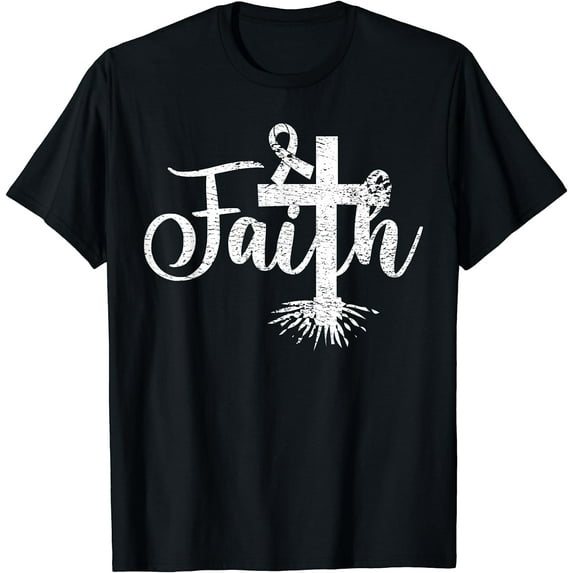 Faith Ribbon Shirt Womens Cross Christian T-shirt Black 2X-Large