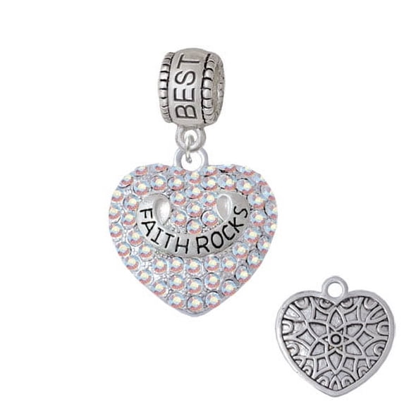 Faith Rocks on AB Crystal Heart - Best Friend Charm Bead