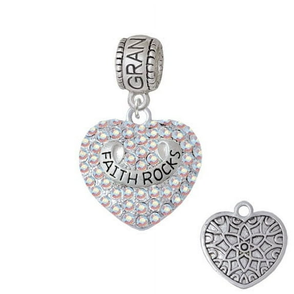 Faith Rocks on AB Crystal Heart - Grandmother Charm Bead