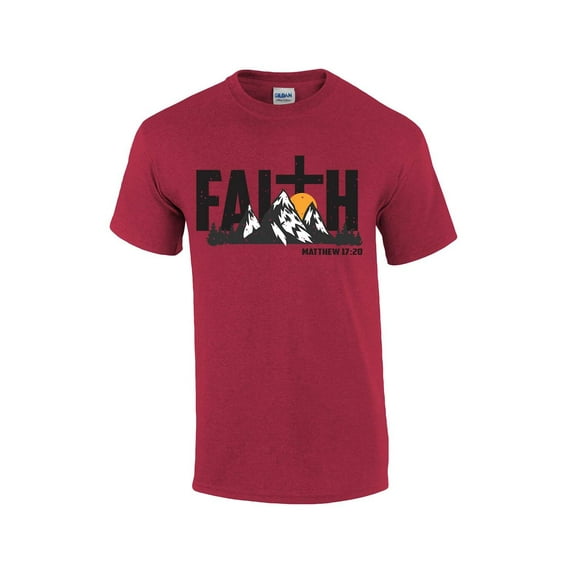 Faith Scenic Mountains Cross Matthew 17:10 Mens Christian Short Sleeve T-shirt Graphic Tee Graphic Tee-Antique Cherry-small