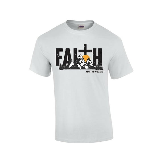 Faith Scenic Mountains Cross Matthew 17:10 Mens Christian Short Sleeve T-shirt Graphic Tee Graphic Tee-White-xxxl