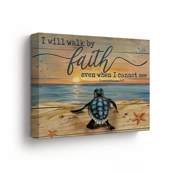 Faith Sea Turtle Canvas Wall Art Inspirational Bible Verse Decor
