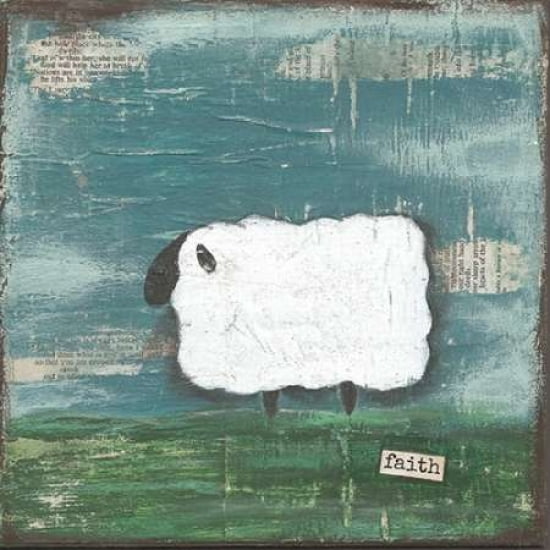 Faith Sheep Canvas Art - Cassandra Cushman (24 x 24)